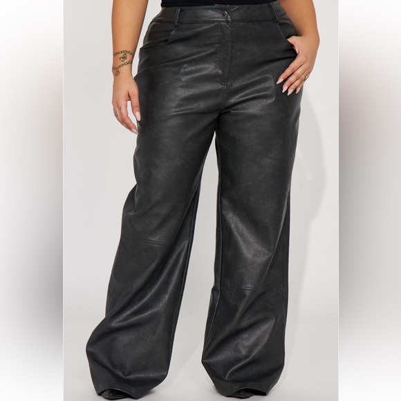Washed Faux Leather Pant black - Picture 1 of 3